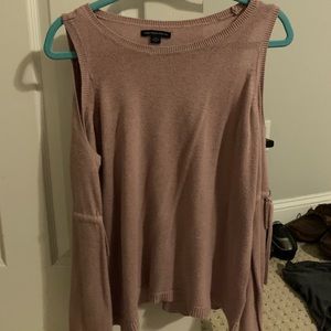 American eagle pink cold shoulder sweater